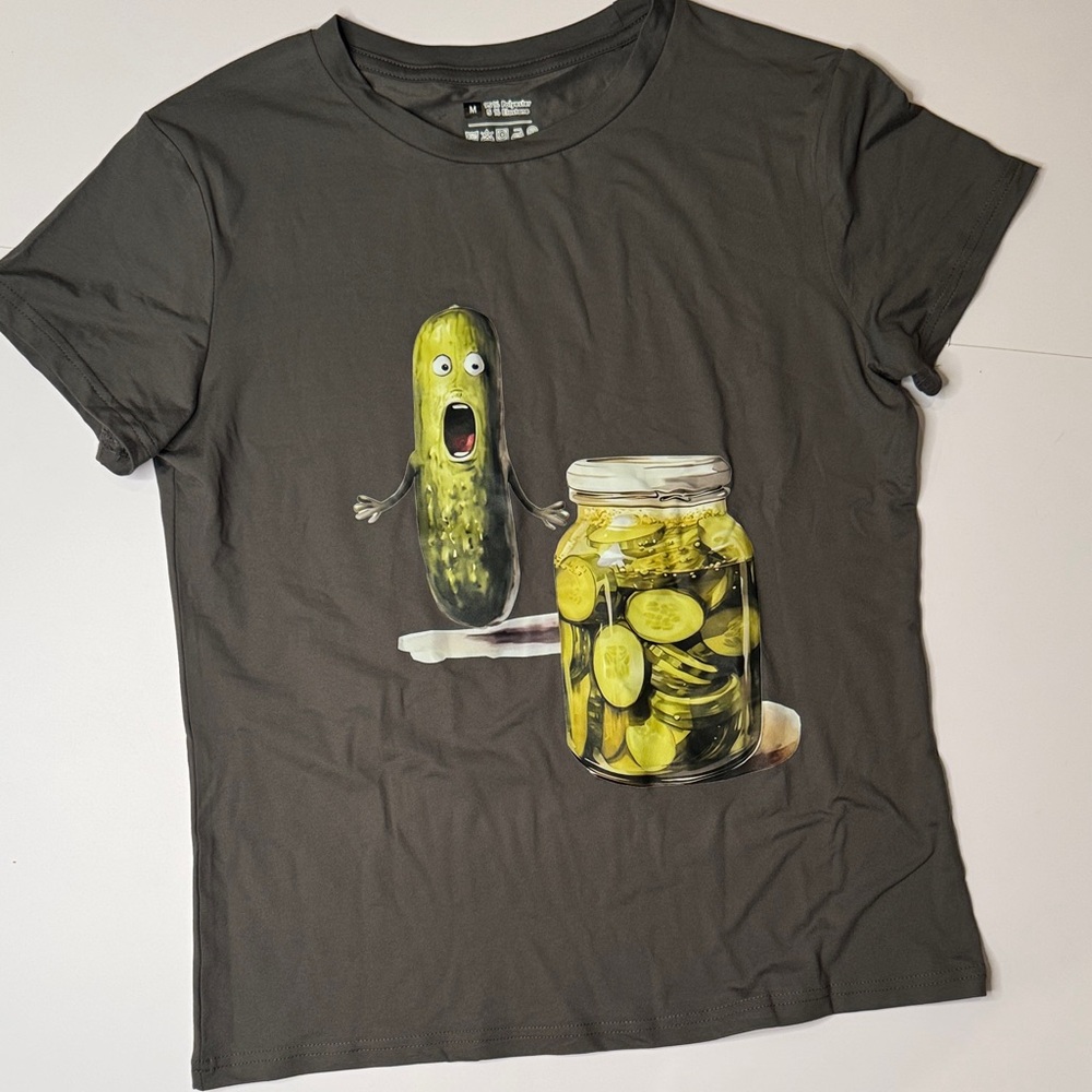 Gray T-Shirt with Pickle Graphic